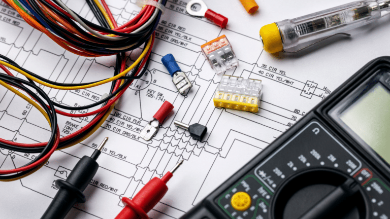 matériels et plan d'un électricien