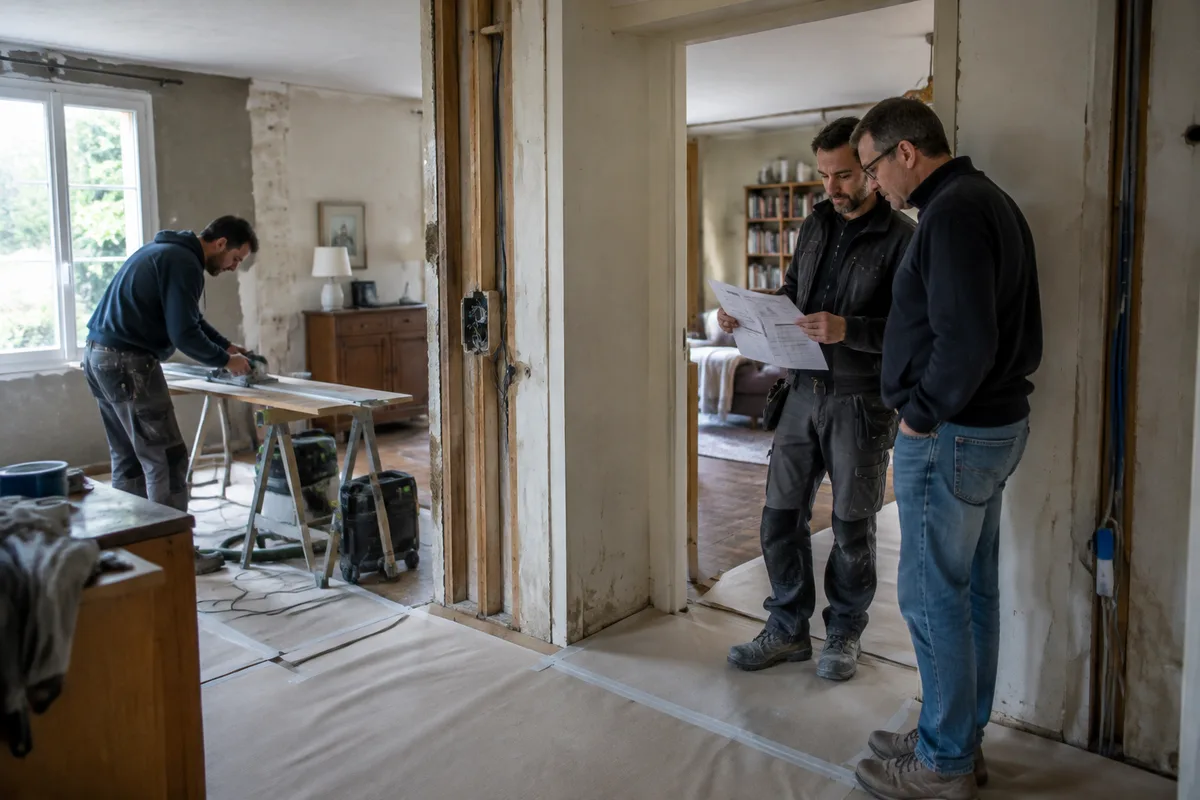 Coordination des artisans sur un chantier de rénovation de maison